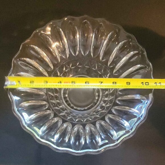 Clear Glass Footed Bowl In The Lotus Blossom Pattern - Picture 6 of 8